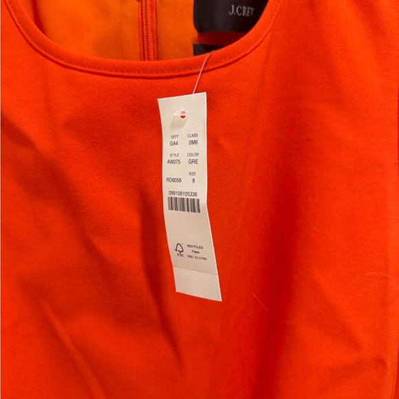 J. Crew Tollegno Italian Stretch Wool Aline Midi Dress Vibrant Orange- 8 NWT - Picture 4 of 5